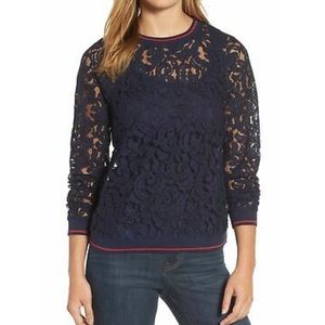 Halogen Trim Lace Ribbed Top